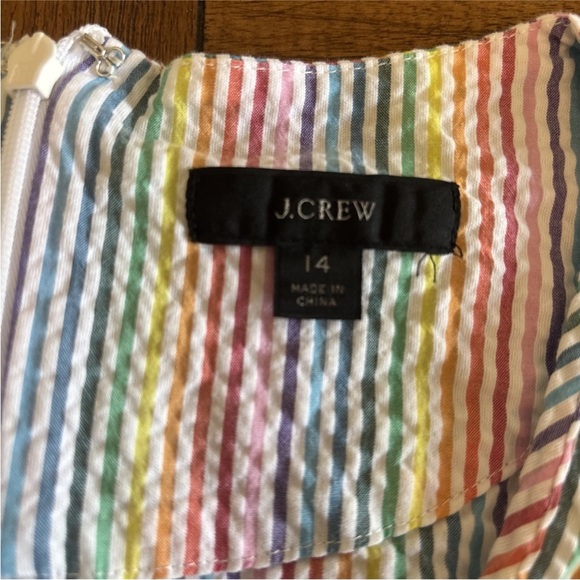 J Crew Womens V Neck Peplum Shirt In Rainbow Seersucker Size 14 - Picture 6 of 14